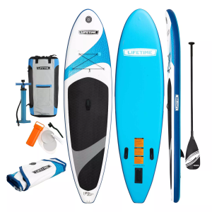 Lifetime Vista Inflatable Stand-Up Paddle Board Set, White/Blue