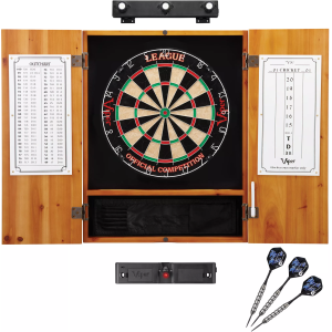 Viper League Sisal Dartboard, Cabinet, and Accessory Bundle, Black