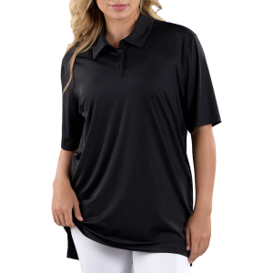 SwingDish Women's Boyfriend Short Sleeve Golf Polo, XS/S, Black