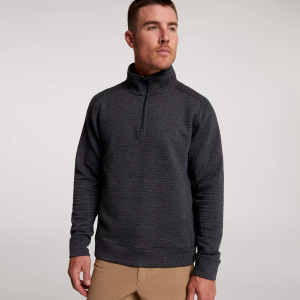 VRST Men's Recharge Lunar Fleece 1/4 Zip, Small, Pure Black Heather