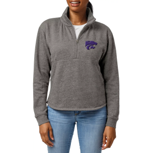 League-Legacy Women's Kansas State Wildcats Silver Victory Springs Quarter-Zip, Large, Gray