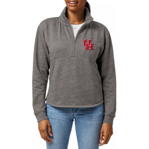 League-Legacy Women's Houston Cougars Grey Victory Springs Quarter-Zip, Medium, Gray