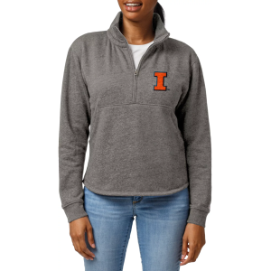 League-Legacy Women's Illinois Fighting Illini Grey Victory Springs Quarter-Zip, Large, Gray