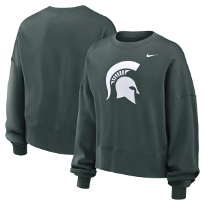 Nike Women's Michigan State Spartans Green Logo Oversized Crew Neck Sweatshirt, XL