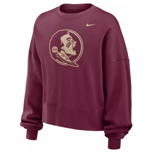 Nike Women's Florida State Seminoles Garnet Logo Oversized Crew Neck Sweatshirt, XL, Red