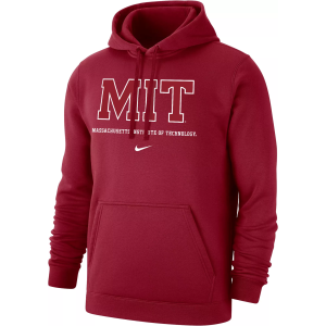 Nike Men's MIT Engineers Crimson Wordmark Club Fleece Pullover Hoodie, Large, Red