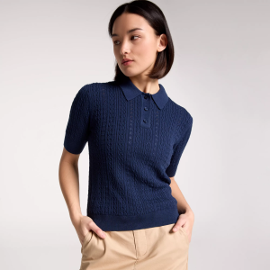 Walter Hagen Women's Clubhouse Short Sleeve Sweater Golf Polo, XS, Navy