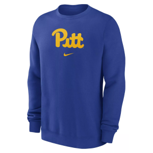 Nike Men's Pitt Panthers Royal Club Fleece Crew Pullover Sweatshirt, XL, Blue