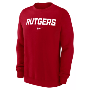 Nike Men's Rutgers Scarlet Knights Red Arch Club Crew Pullover Sweatshirt, XL