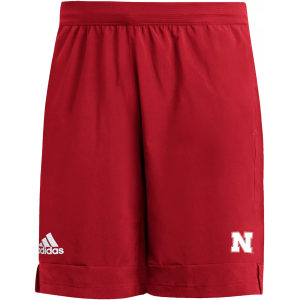adidas Men's Nebraska Cornhuskers Power Red 9" Heat Ready Woven Shorts, Small