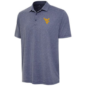 Antigua Men's West Virginia Mountaineers Navy Heather Scheme Polo, Small, Blue