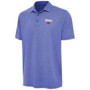 Antigua Men's Southern Methodist Mustangs Dark Royal Heather Scheme Polo, Small, Blue