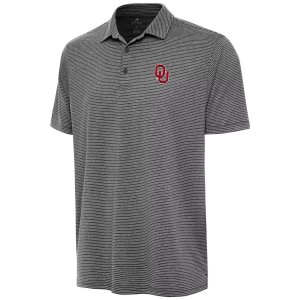 Antigua Men's Oklahoma Sooners Black Heather Scheme Polo, Small, Gray