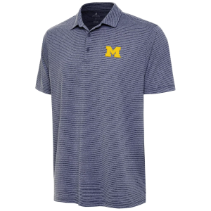 Antigua Men's Michigan Wolverines Navy Scheme Polo, Small, Blue