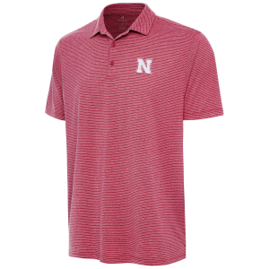 Antigua Men's Nebraska Cornhuskers Dark Red Scheme Polo, Medium