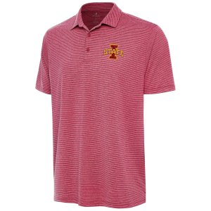 Antigua Men's Iowa State Cyclones Dark Red Heather Scheme Polo, Medium