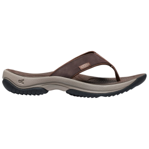 KEEN Men's Kona Flip Leather Waterproof Flip Flop, Size 8, Java/Dark Earth
