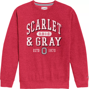 League-Legacy Men's Ohio State Buckeyes Red Heritage Classic Crewneck Sweatshirt, Large