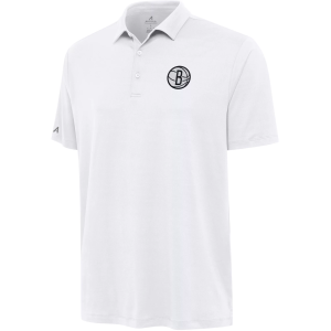 Antigua Men's Brooklyn Nets White Reprocess Polo, Small