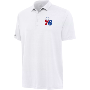 Antigua Men's Philadelphia 76ers White Reprocess Polo, Small