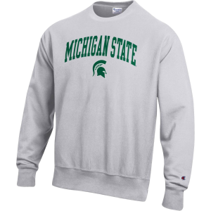 Champion Men's Michigan State Spartans Grey Reverse Weave Crew Sweatshirt, XXL, Gray