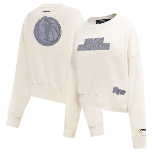 Pro Standard Women's Dallas Mavericks Off White Reverse French Terry Crewneck Sweatshirt, Medium