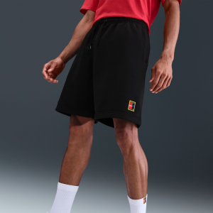 Nike Men's NikeCourt Heritage Dri-FIT Fleece Tennis Shorts, Large, Black