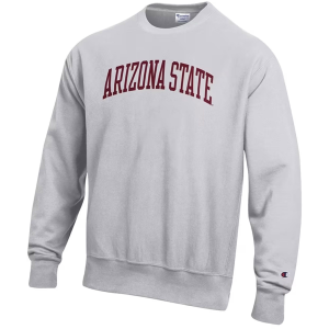 Champion Men's Arizona State Sun Devils Grey Weave Crew Neck Sweatshirt, Large, Gray