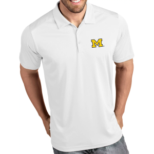 Antigua Men's Michigan Wolverines Tribute Performance White Polo, XXXL
