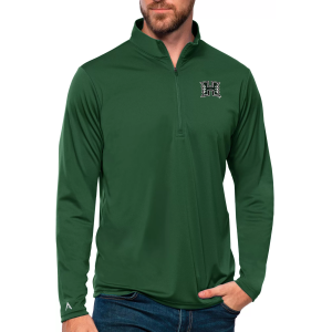 Antigua Men's Hawai'i Warriors Dark Pine Tribute 1/4 Zip Pullover, Large, Green