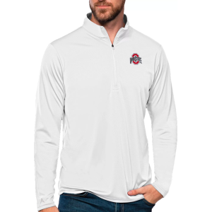 Antigua Men's Ohio State Buckeyes White Tribute 1/4 Zip Jacket, Small