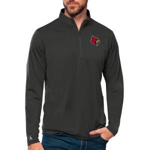 Antigua Men's Louisville Cardinals Smoke Tribute 1/4 Zip Jacket, Small, Gray