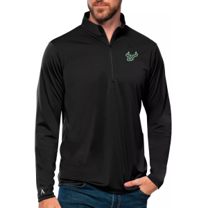Antigua Men's South Florida Bulls Black Tribute 1/4 Zip Pullover, Medium