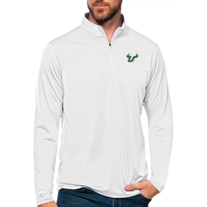 Antigua Women's South Florida Bulls White Tribute Quarter-Zip Shirt, Medium