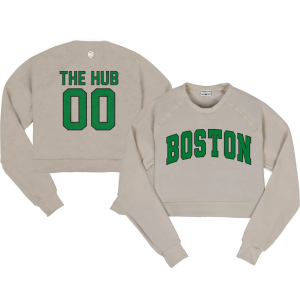 Where I'm From Women's Boston 2 Sided Cropped Fleece Sweatshirt, XS, White