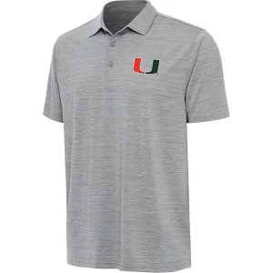 Antigua Men's Miami Hurricanes Grey Layout Polo, XL, Gray