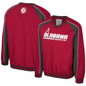 Colosseum Men's Alabama Crimson Tide Cardinal Goes America Coach Pullover Jacket, Large, Red