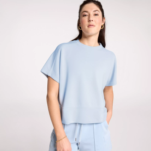 CALIA Women's Sandwash Short Sleeve Pullover, XL, Pale Blue