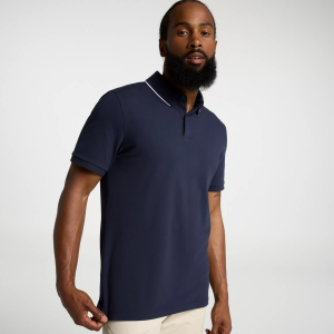 VRST Men's Short Sleeve Piping Club Polo, XL, Darker Ardosia Slate