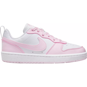 Nike Kids' Grade School Court Borough Low Recraft Shoes, Size 5, White/Pink Foam