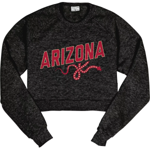 Where I'm From Arizona Black City Snake Cropped Fleece Crewneck, Women's, XS