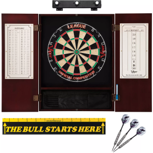 Viper League Sisal Dartboard, Cabinet, and Accessory Bundle, Black
