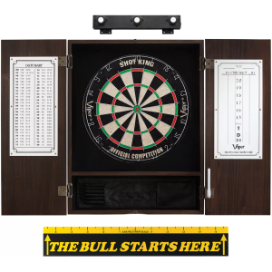 Viper Shot King Sisal Dartboard, Cabinet, and Accessory Bundle, Metropolitan Espresso