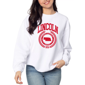 Chicka-D chicka-d Women's Lincoln White College Graphic Crew Pullover Sweatshirt, Medium - $65.00 at DICK'S Sporting Goods