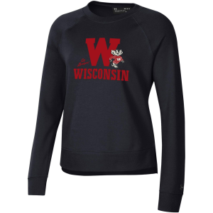 Under Armour Women's Wisconsin Badgers Black Rival Fleece Crew Pullover Sweatshirt, Small