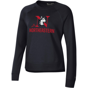 Under Armour Women's Northeastern Huskies Black Rival Fleece Crew Sweatshirt, Small