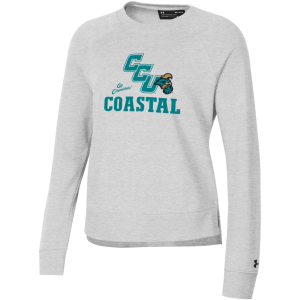 Under Armour Women's Coastal Carolina Chanticleers Silver Rival Fleece Crew Pullover Sweatshirt, Small, Gray