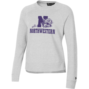 Under Armour Women's Northwestern Wildcats Silver Rival Fleece Crew Pullover Sweatshirt, Small, Gray