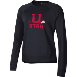 Under Armour Women's Utah Utes Black Rival Fleece Crew Pullover Sweatshirt, Small