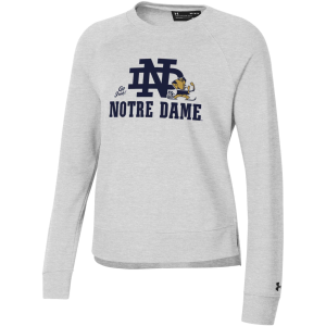 Under Armour Women's Notre Dame Fighting Irish Silver Rival Fleece Crew Pullover Sweatshirt, Small, Gray